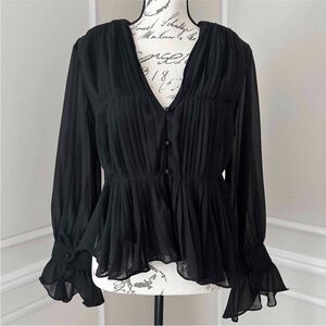 Dress Forum Black Pleated Blouse
